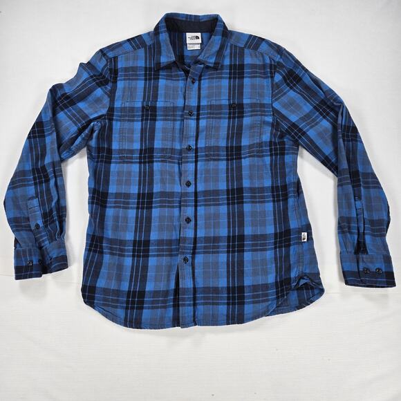 The North Face Arroyo Long Sleeve Button Up Blue Flannel Men's Size Medium - Picture 2 of 8